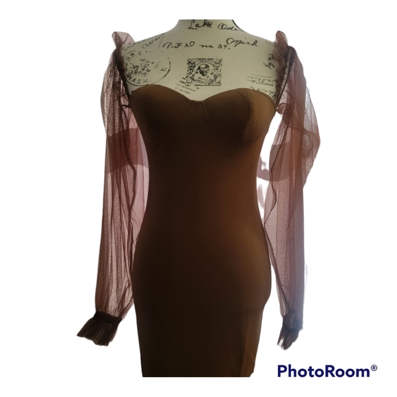 Mesh Bell Sleeve Bodycon Dress - Picture 3 of 5